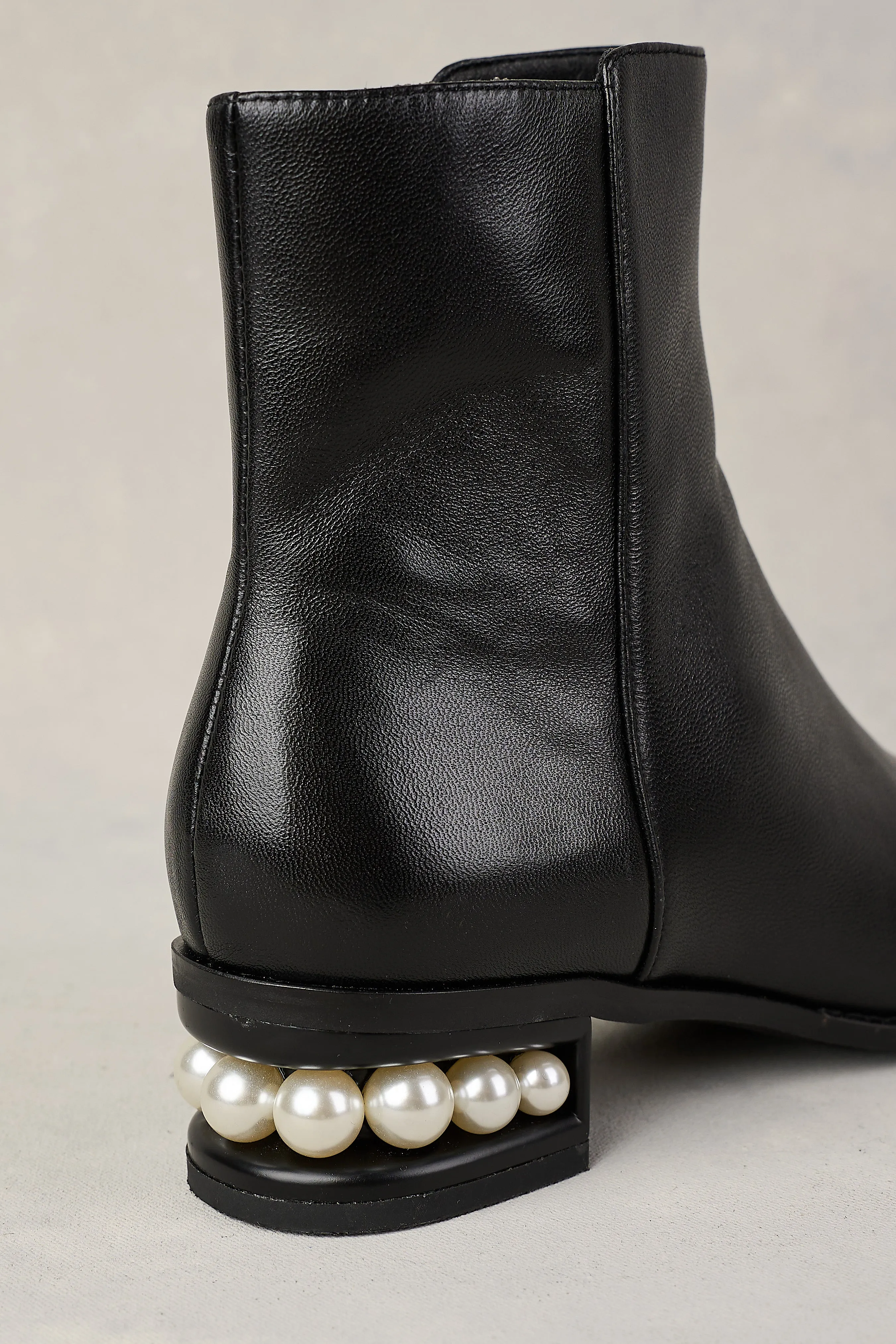 Jolie Pearl Heel Boot - Black