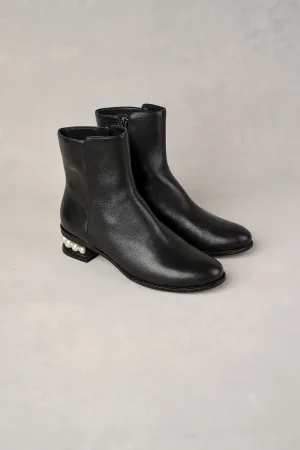 Jolie Pearl Heel Boot - Black