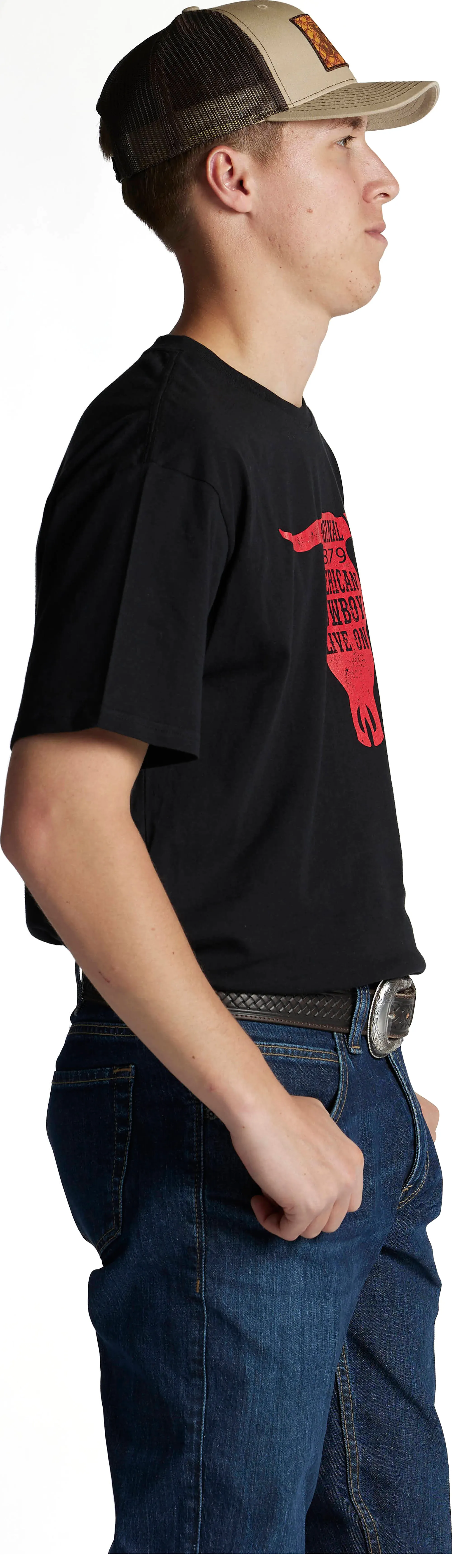 Justin Brands T-Shirt G-3176 Cowboy Live On in Black