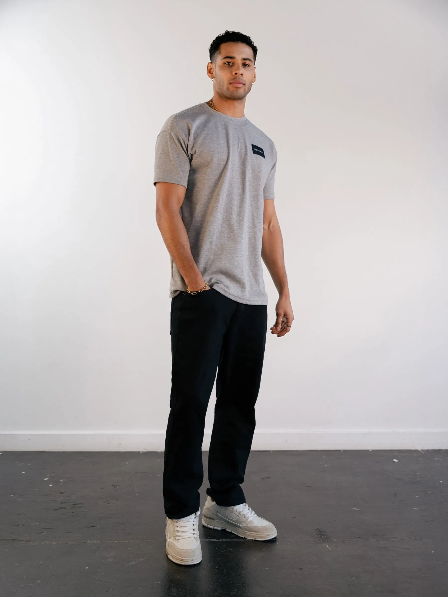 Label Relaxed T-Shirt - Marl Grey