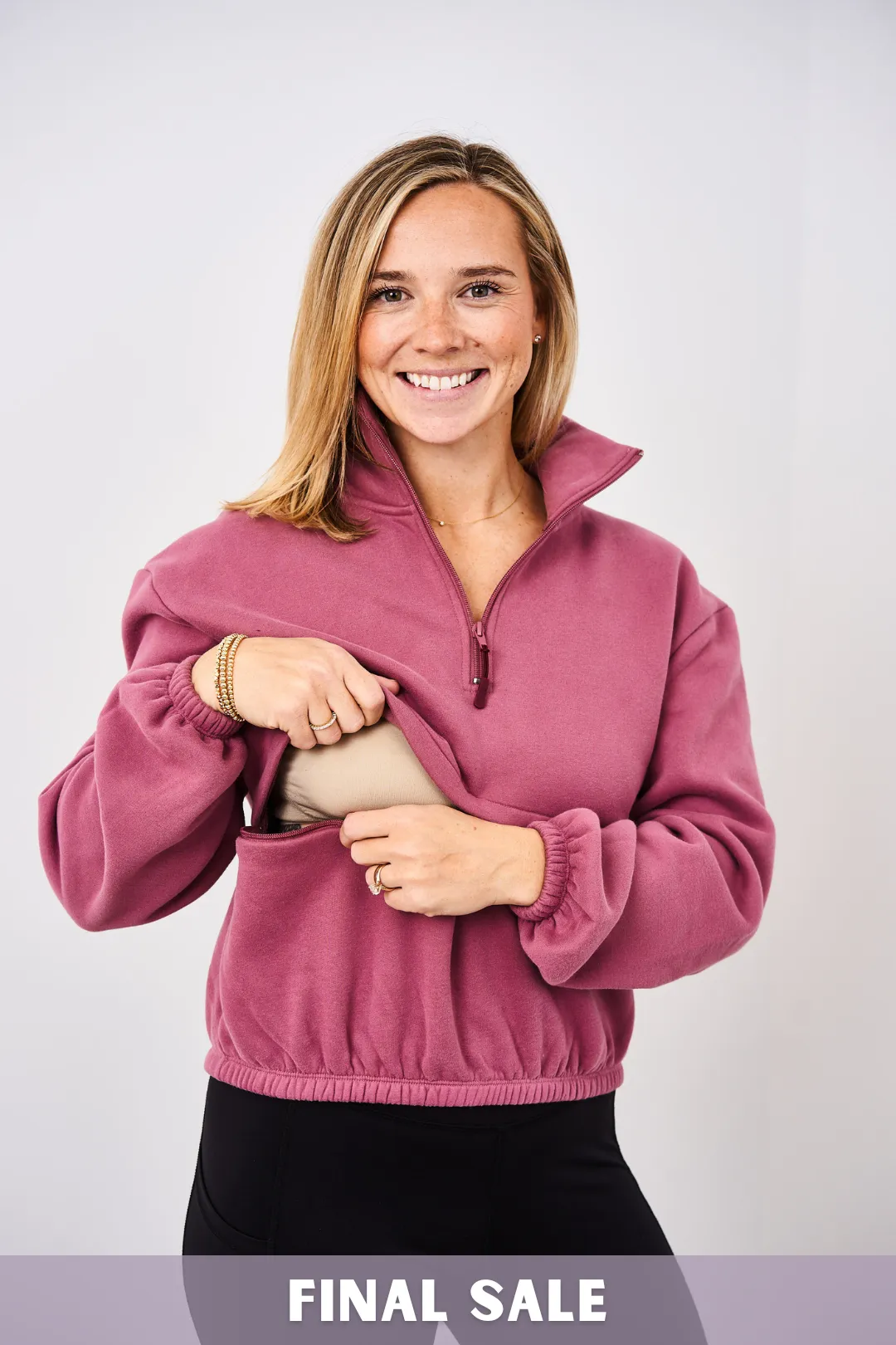 Latched Mama 635 Crop Zip Nursing Pullover - Final Sale