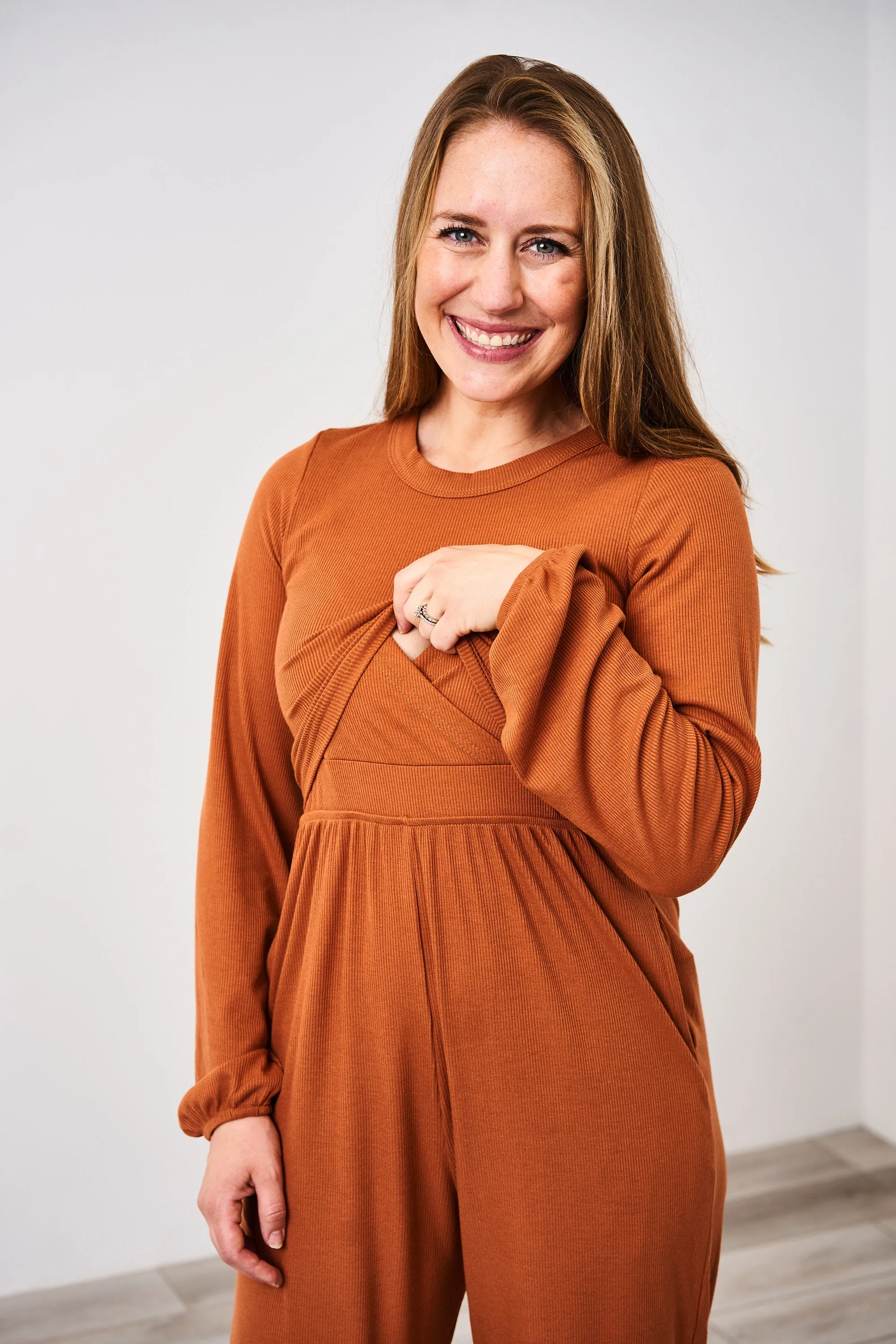 Latched Mama Long Sleeve Ribbed Nursing Jumper - Final Sale