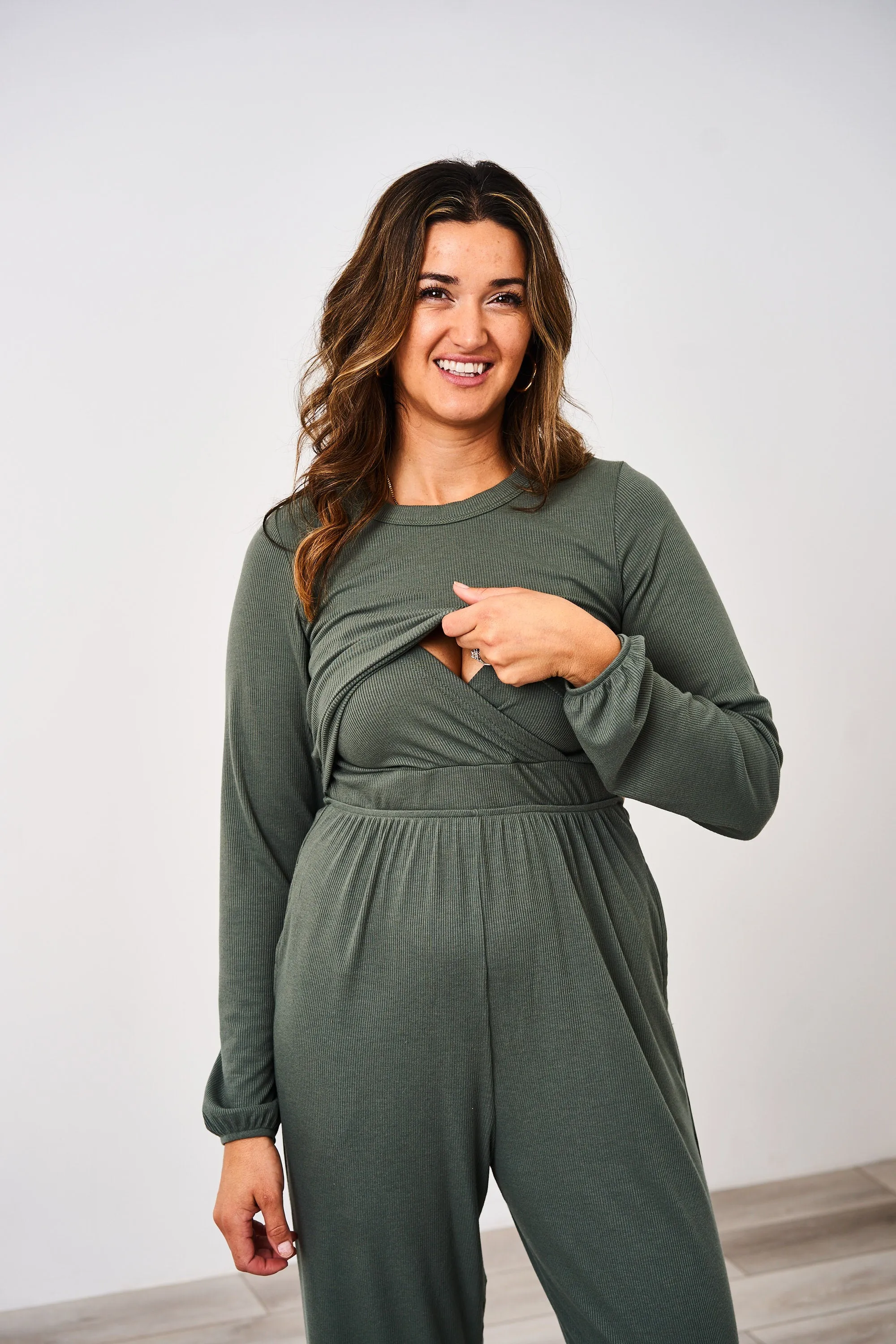Latched Mama Long Sleeve Ribbed Nursing Jumper - Final Sale