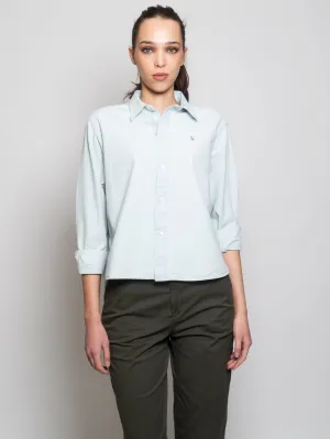Light Blue Chambray Rounded Hem Shirt