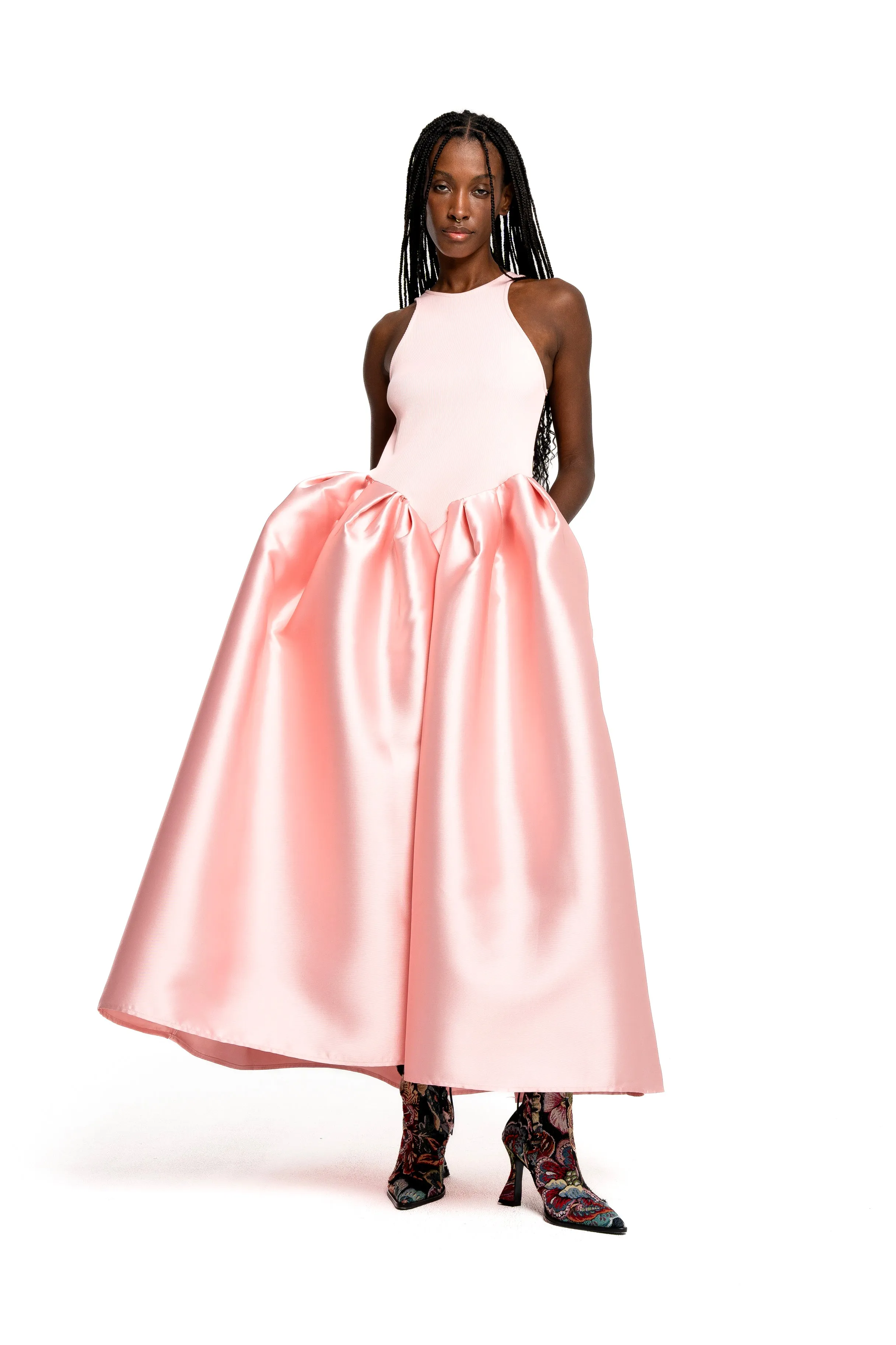 LIGHT PINK FULL SKIRT TANK TOP DRESS