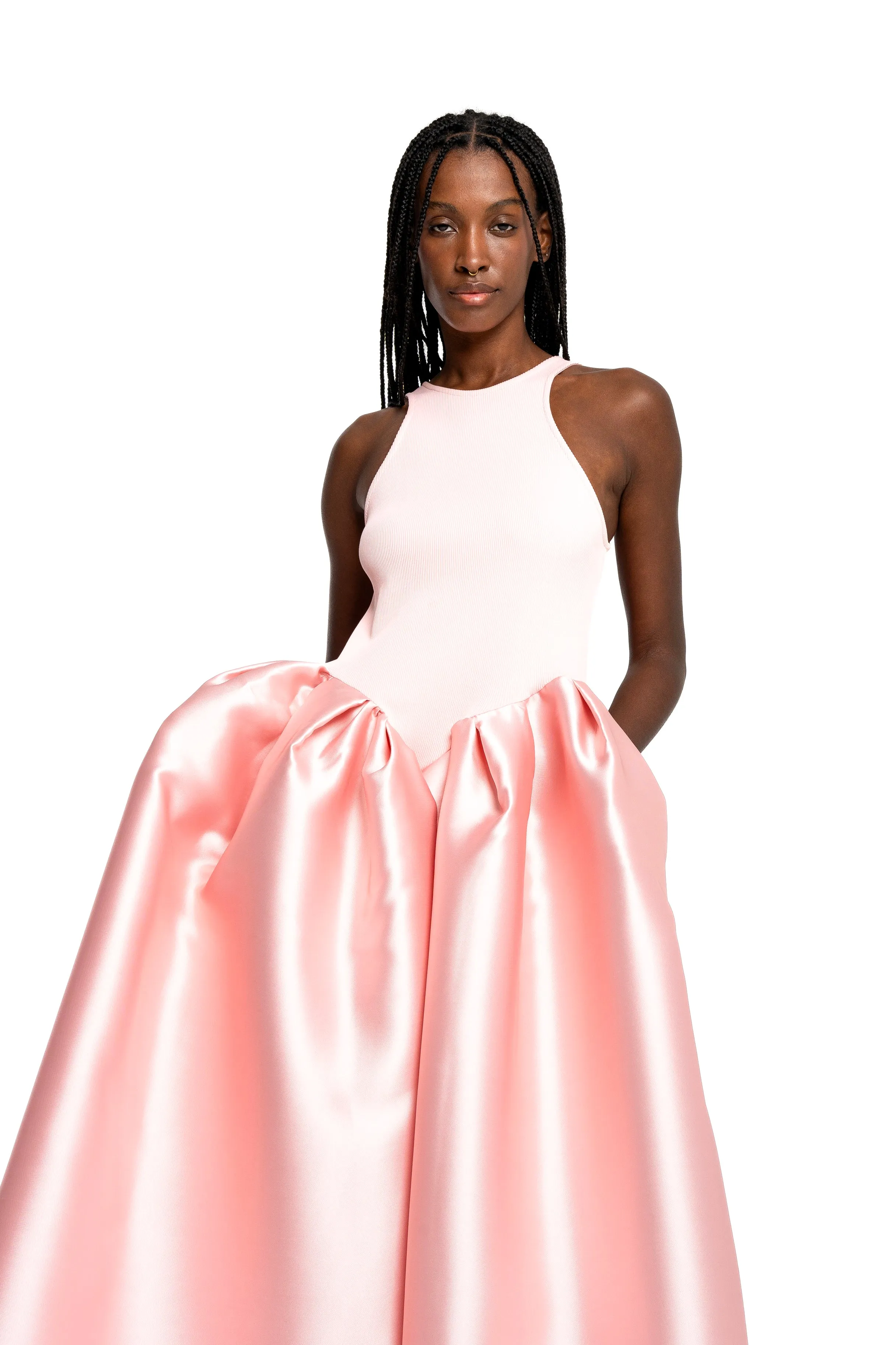 LIGHT PINK FULL SKIRT TANK TOP DRESS