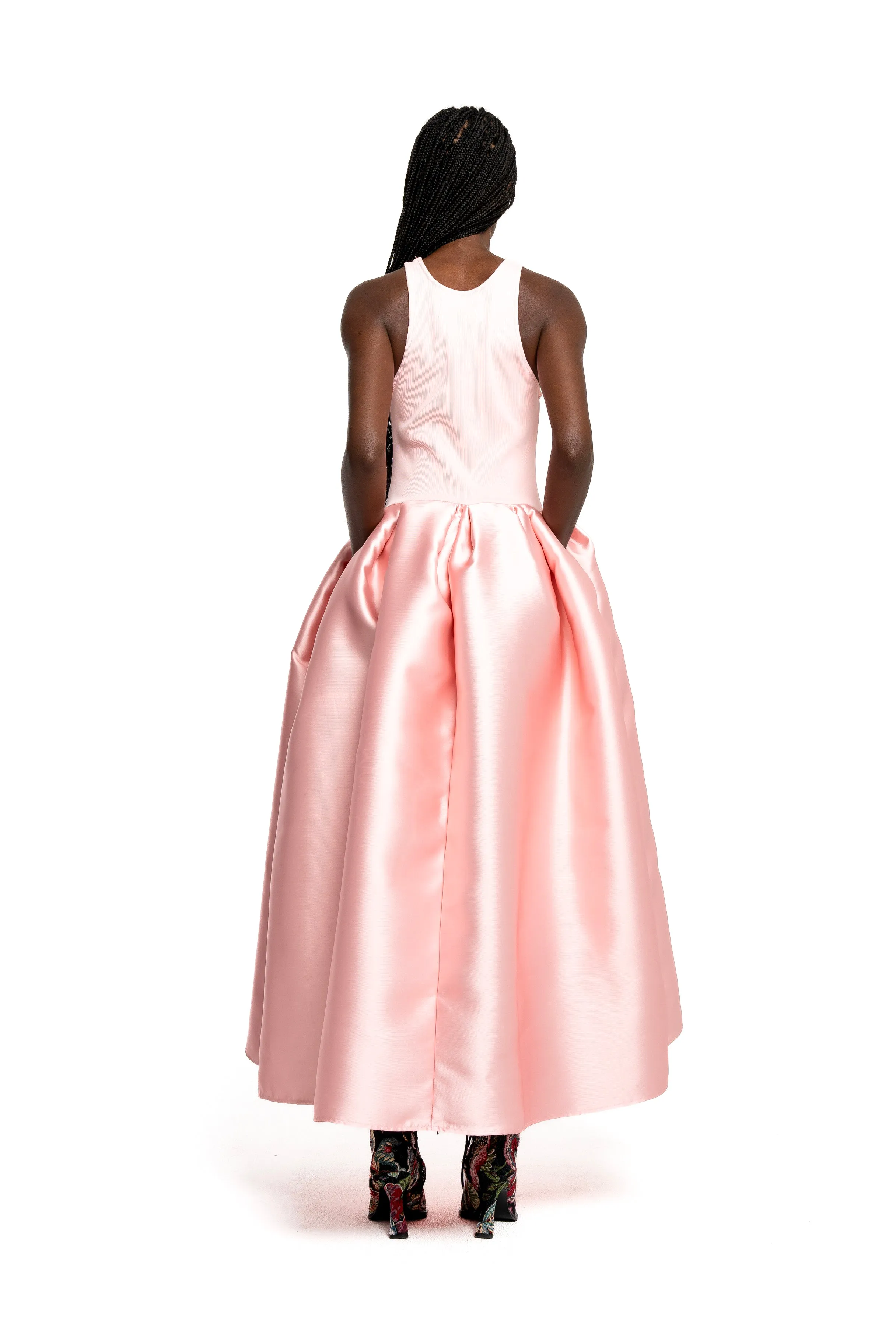 LIGHT PINK FULL SKIRT TANK TOP DRESS