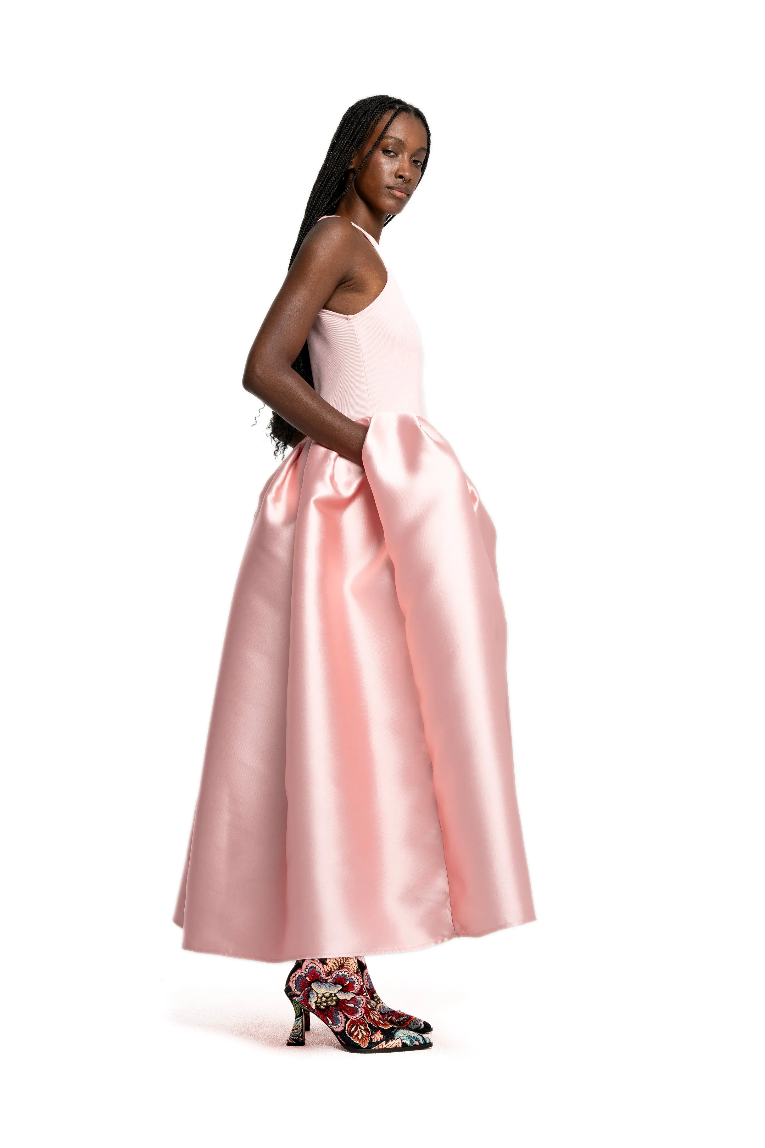 LIGHT PINK FULL SKIRT TANK TOP DRESS