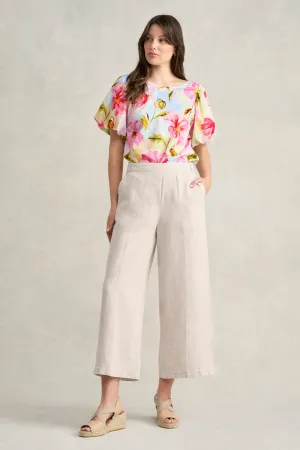 Linen 7/8th Wide Leg Pant - Natural Cross Dye