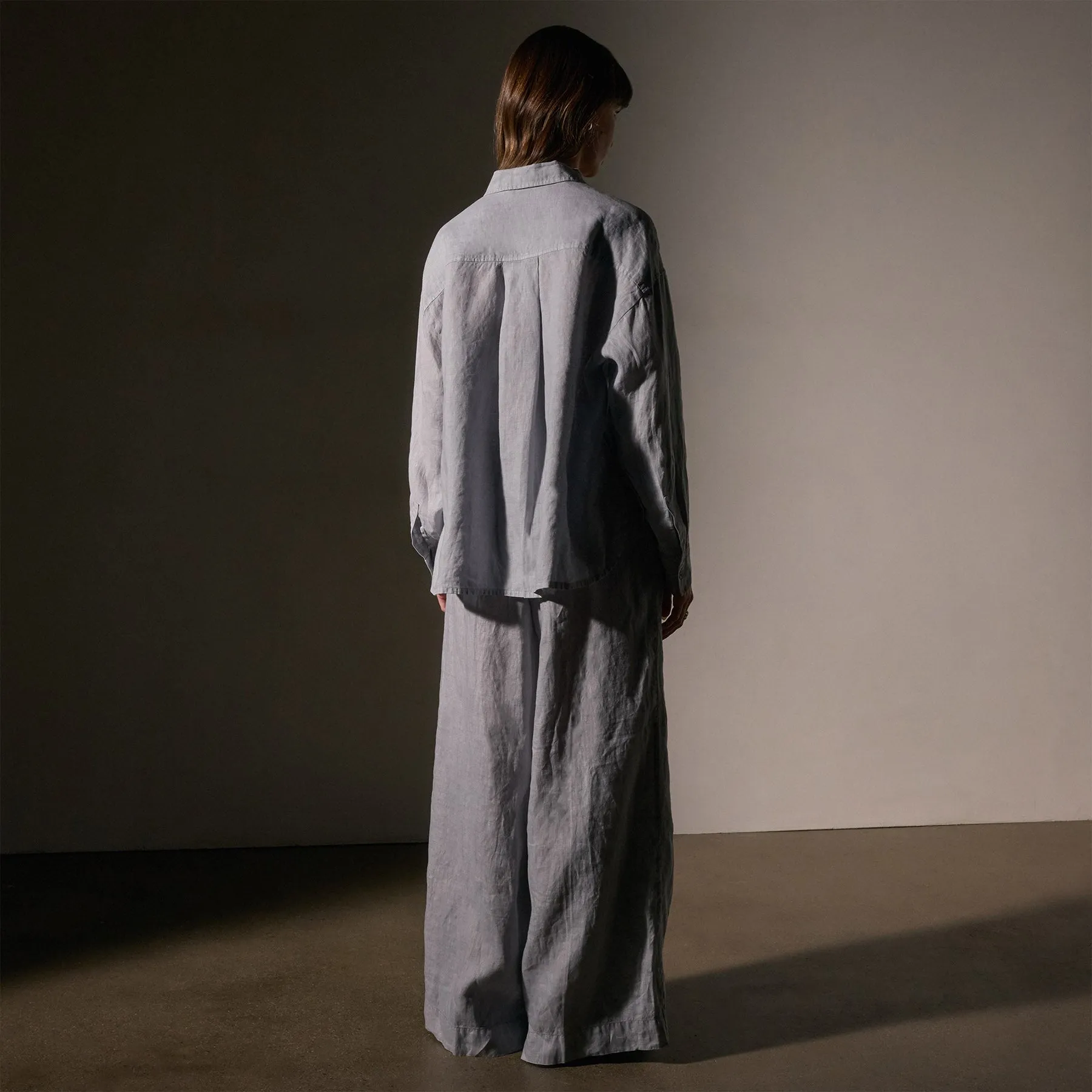 Linen Oversized Shirt - Grey Sky Pigment