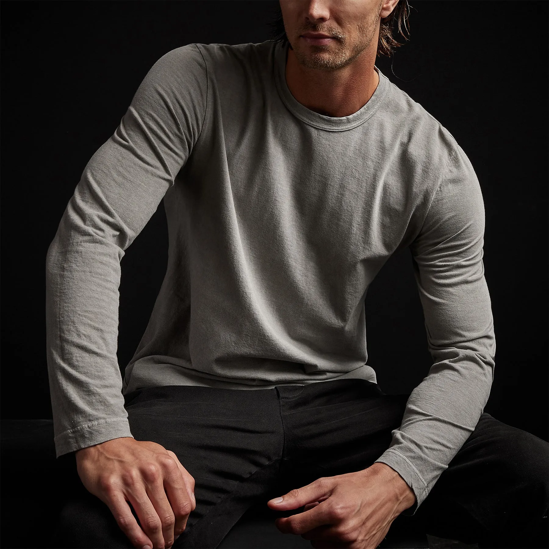 Long Sleeve Crew Neck - Concrete Pigment