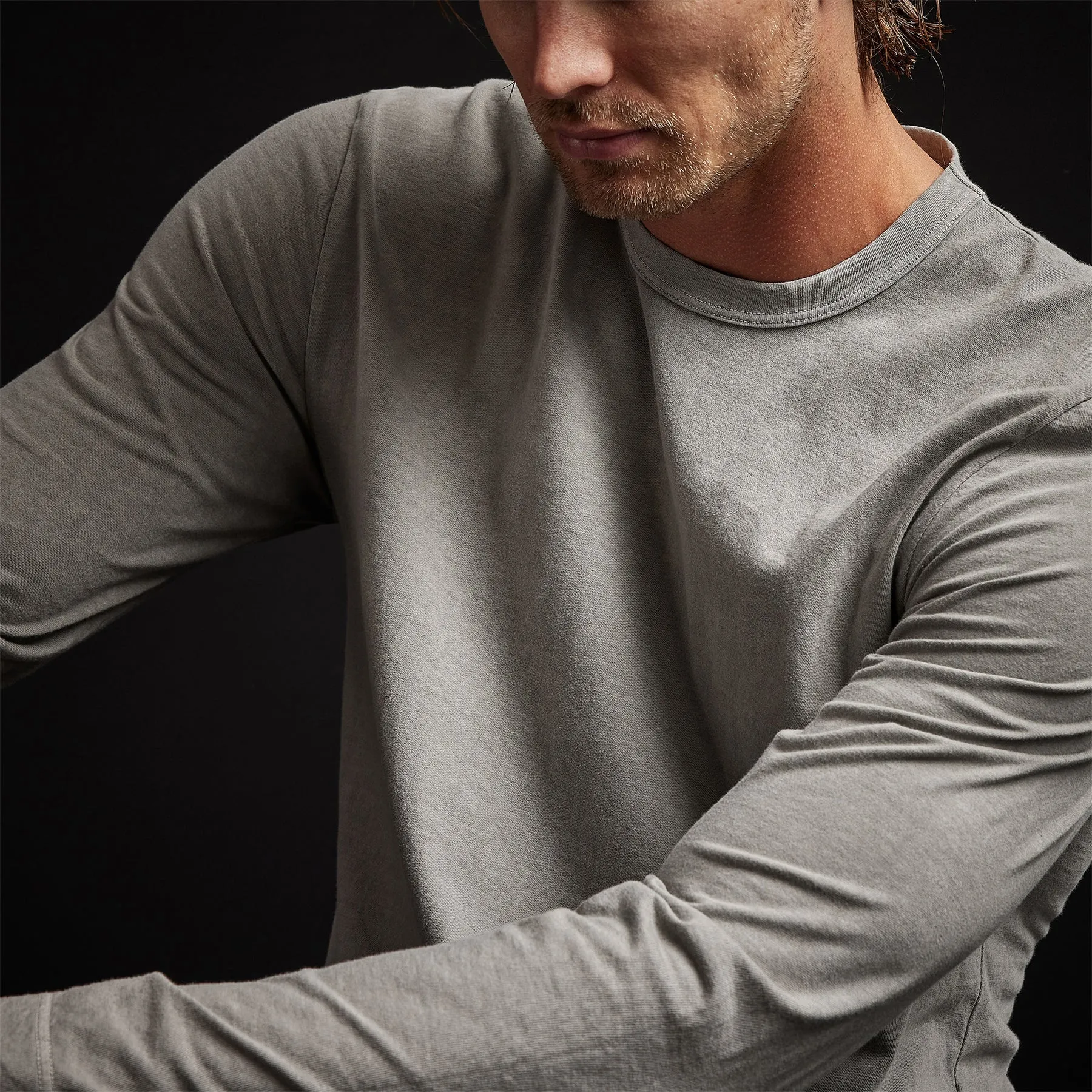 Long Sleeve Crew Neck - Concrete Pigment