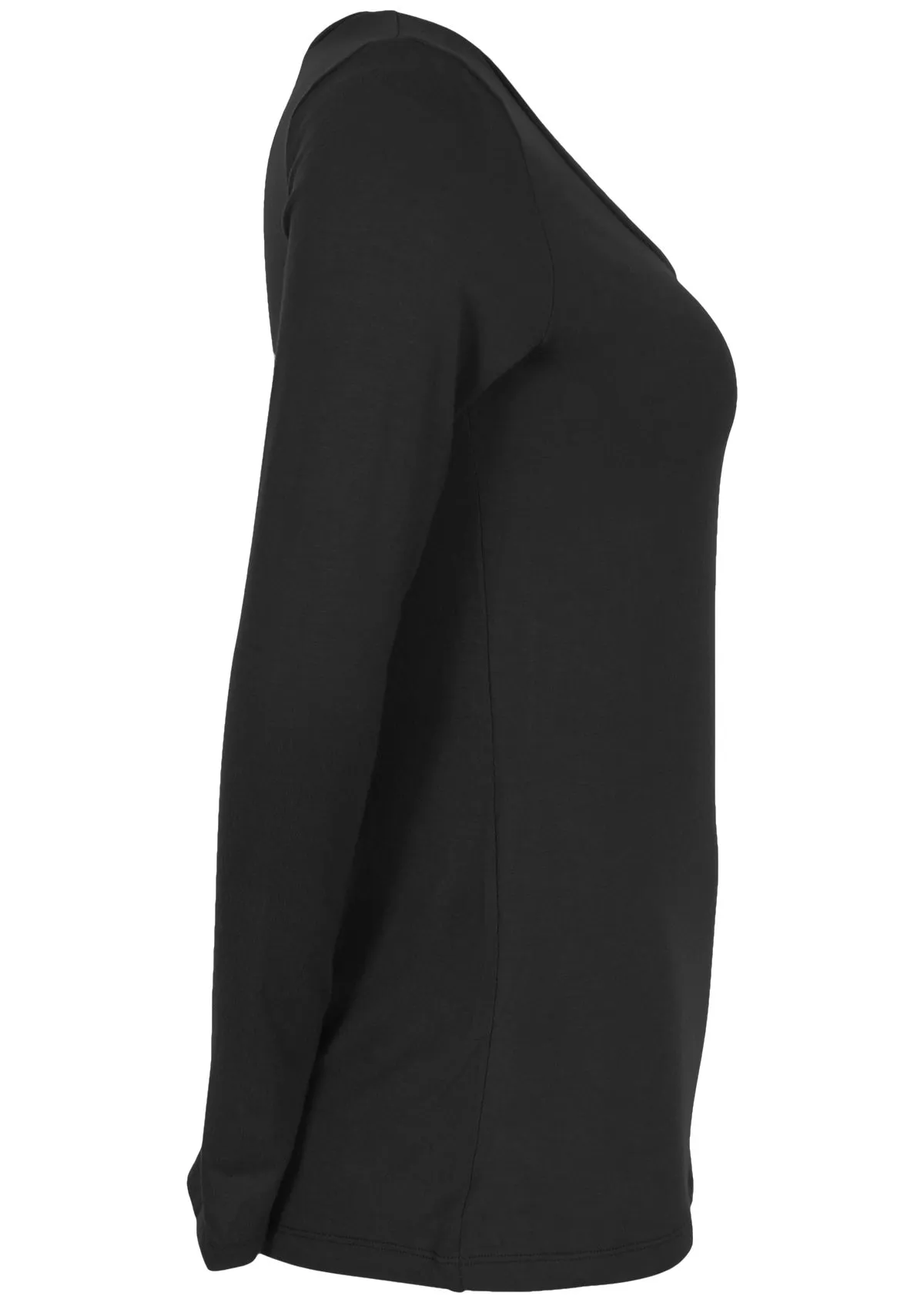 Long Sleeve Stretch V-neck Top Black