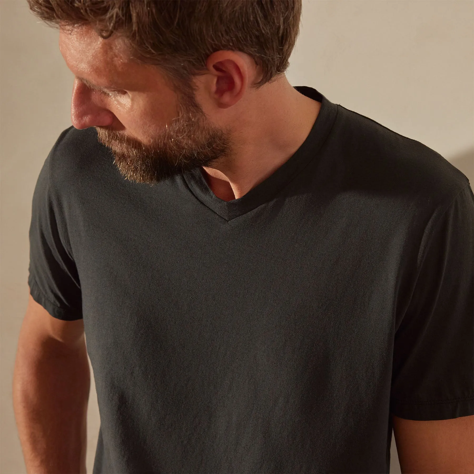Luxe Lotus Jersey V Neck - Carbon