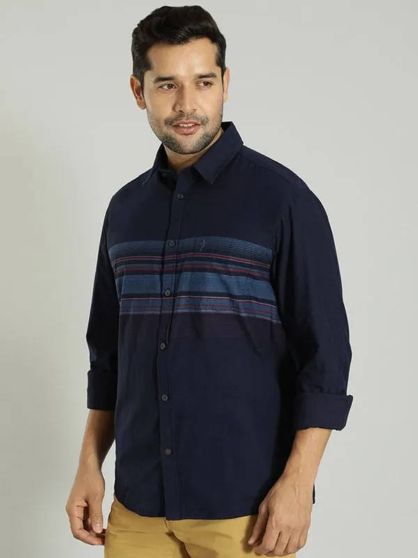 Men Striped Full Sleeve Cotton Blend Shirt