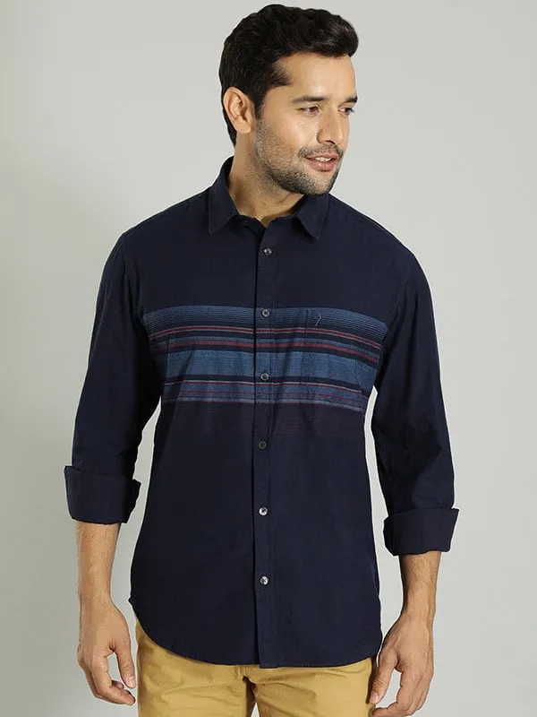 Men Striped Full Sleeve Cotton Blend Shirt