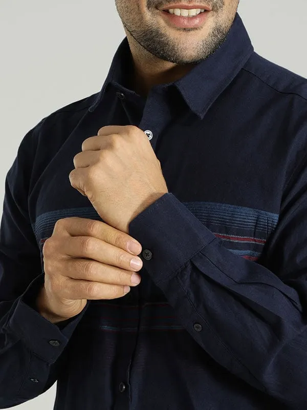 Men Striped Full Sleeve Cotton Blend Shirt