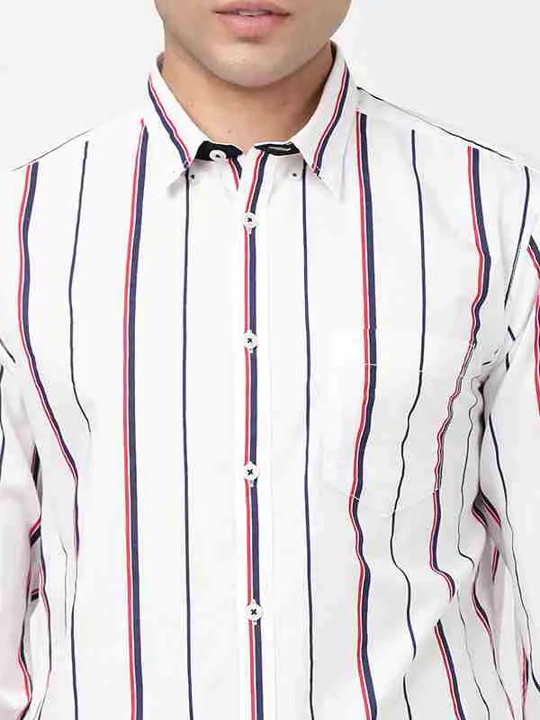 Men Striped Full Sleeve Cotton Blend Shirt