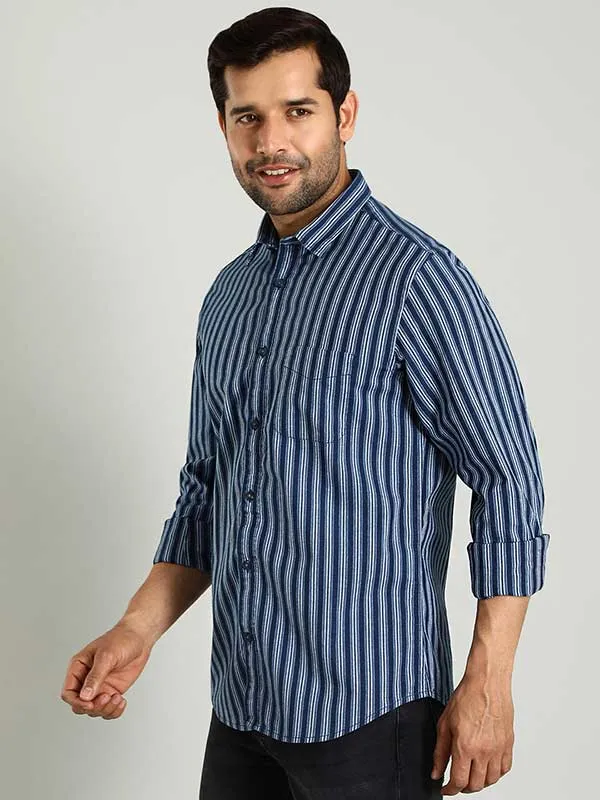 Men Striped Full Sleeve Cotton Shirt