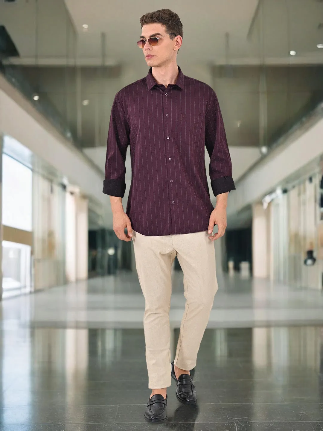 Men Striped Full Sleeve Cotton Shirt