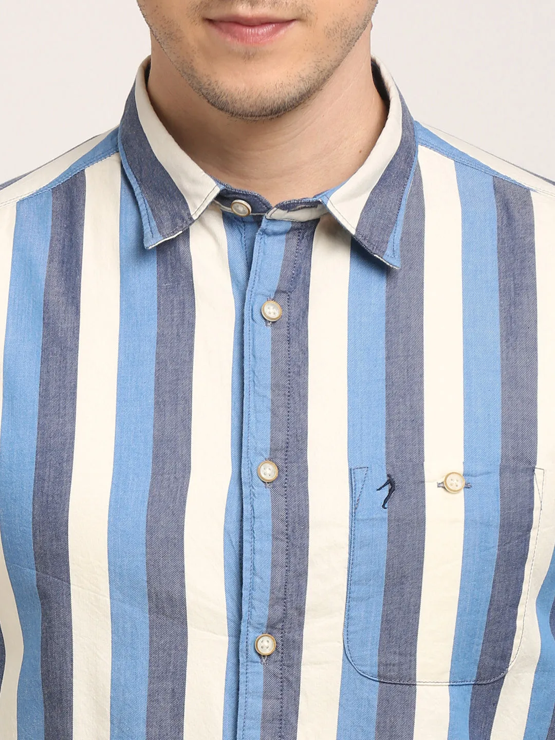 Men Striped Full Sleeve Cotton Shirt
