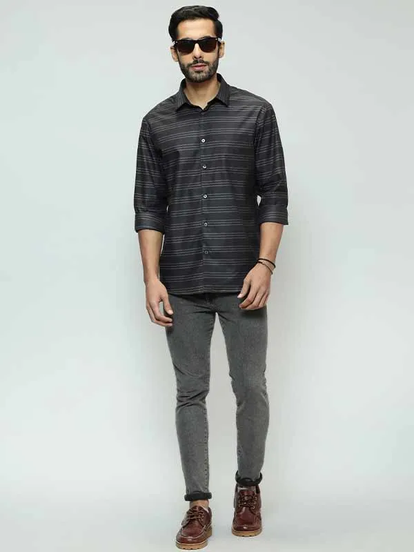 Men Striped Full Sleeve Cotton Stretch Shirt