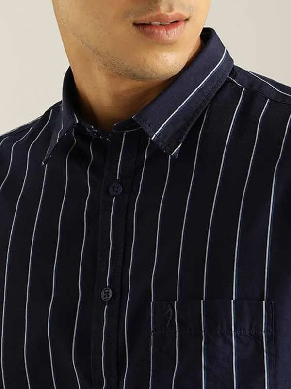 Men Striped Full Sleeve Cotton Stretch Shirt