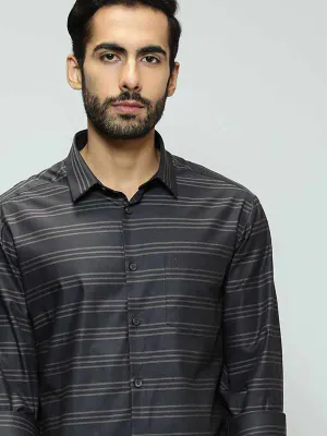 Men Striped Full Sleeve Cotton Stretch Shirt