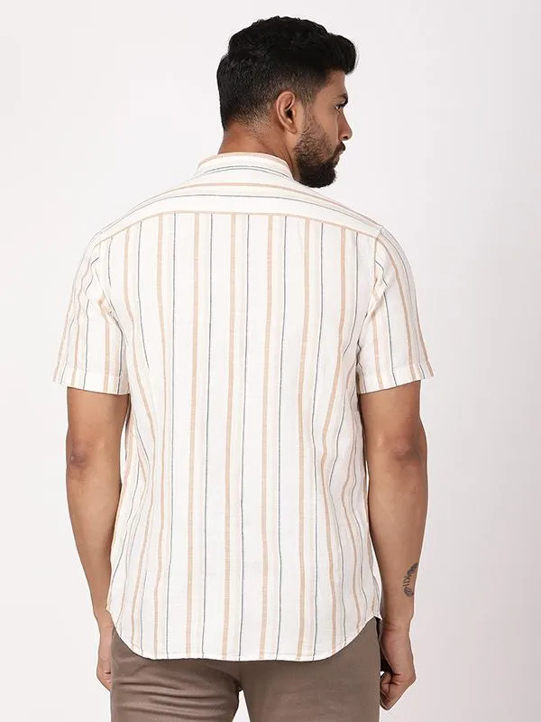 Men Striped Half Sleeve Cotton Blend Shirt