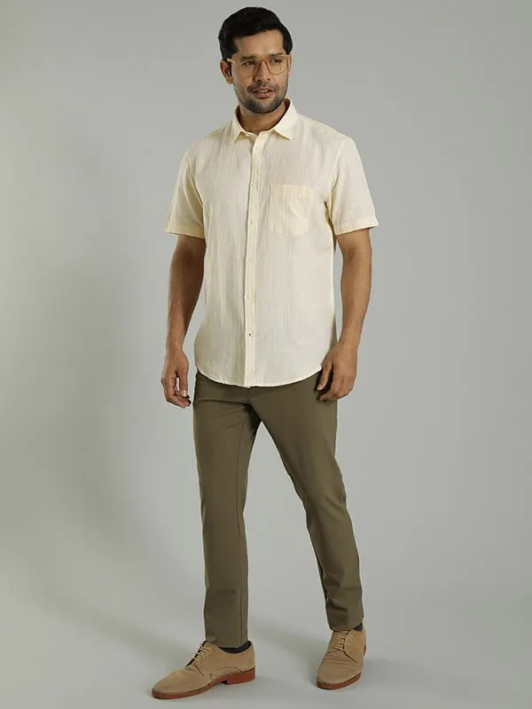 Men Striped Half Sleeve Cotton Blend Shirt