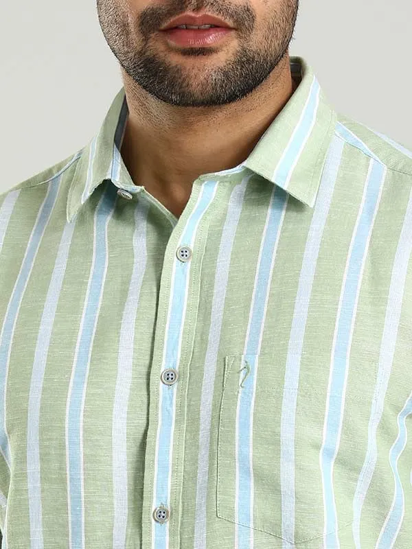 Men Striped Half Sleeve Cotton Blend Shirt