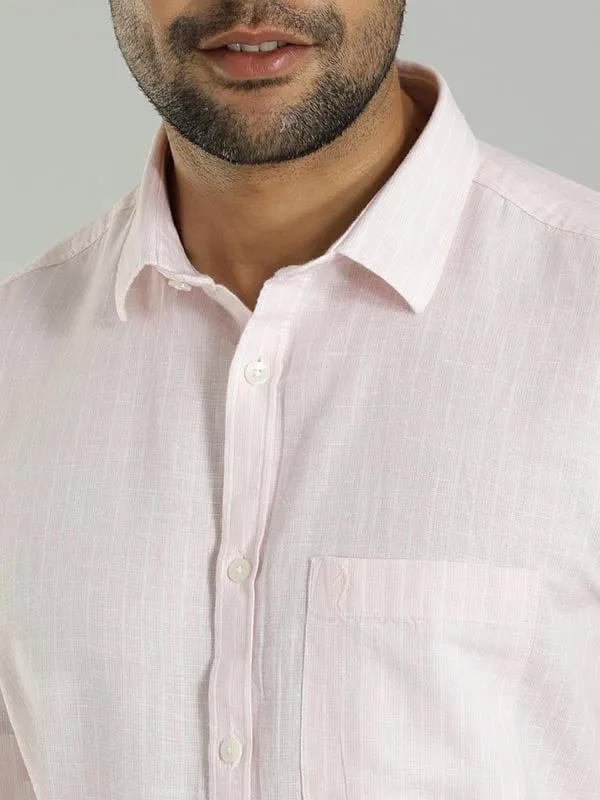 Men Striped Half Sleeve Cotton Blend Shirt