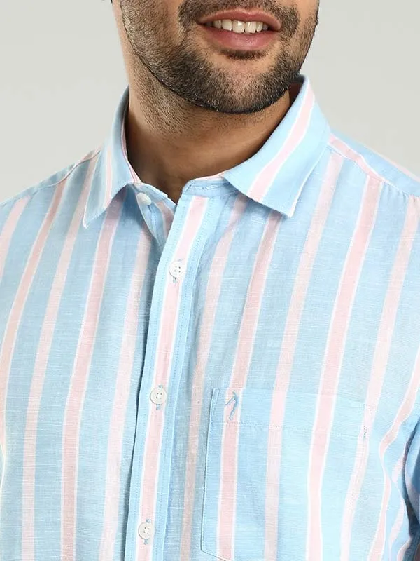 Men Striped Half Sleeve Cotton Blend Shirt