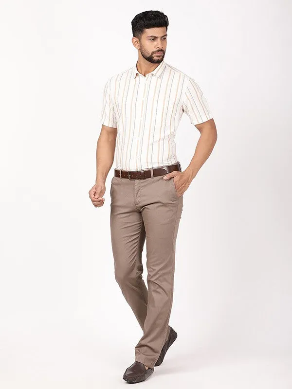 Men Striped Half Sleeve Cotton Blend Shirt