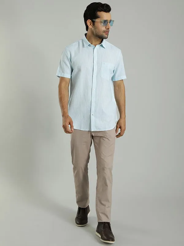 Men Striped Half Sleeve Cotton Blend Shirt
