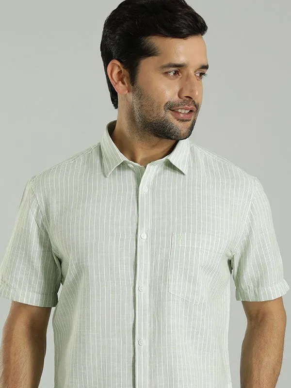 Men Striped Half Sleeve Cotton Blend Shirt