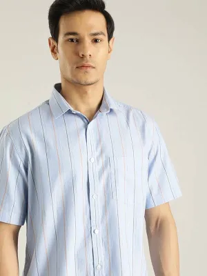 Men Striped Half Sleeve Cotton Shirt