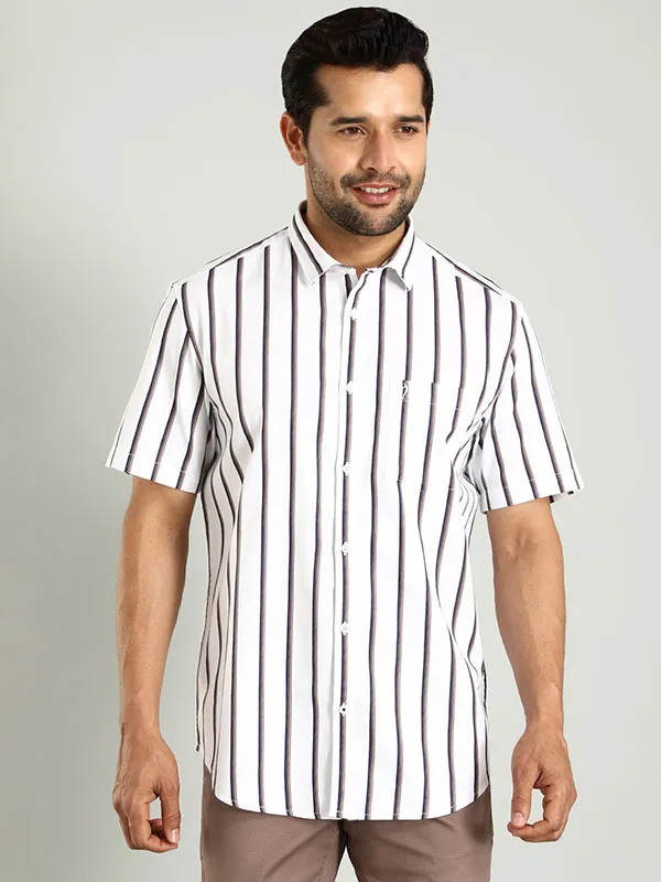 Men Striped Half Sleeve Cotton Shirt