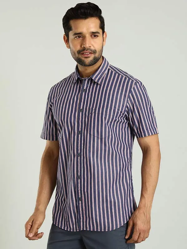 Men Striped Half Sleeve Cotton Shirt