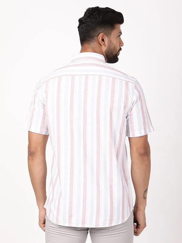 Men Striped Half Sleeve Cotton Shirt