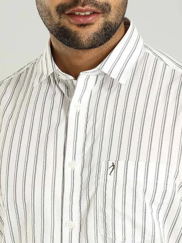 Men Striped Half Sleeve Cotton Shirt