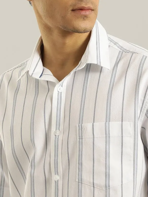 Men Striped Half Sleeve Cotton Shirt