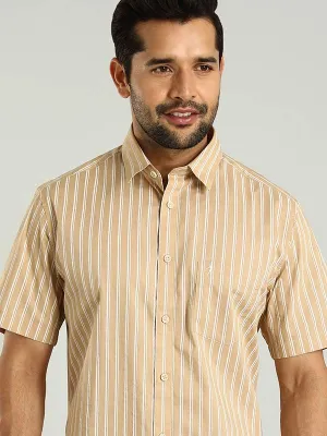 Men Striped Half Sleeve Cotton Shirt