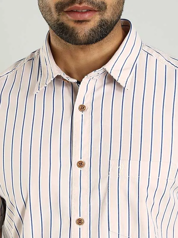 Men Striped Half Sleeve Cotton Shirt