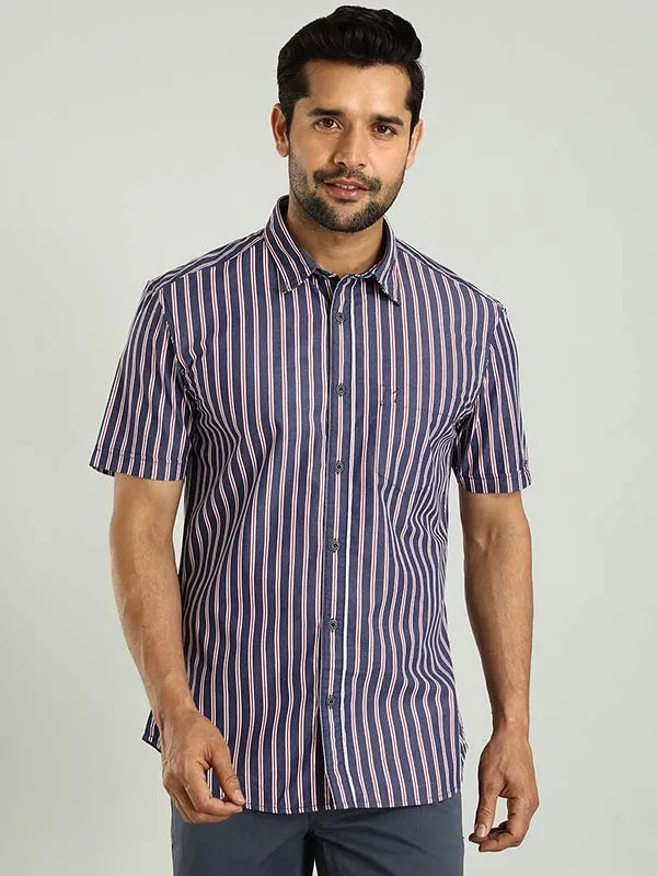 Men Striped Half Sleeve Cotton Shirt