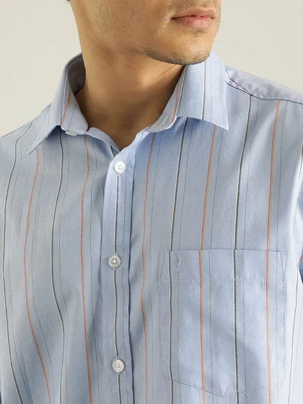 Men Striped Half Sleeve Cotton Shirt