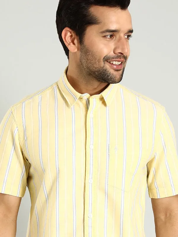Men Striped Half Sleeve Cotton Shirt
