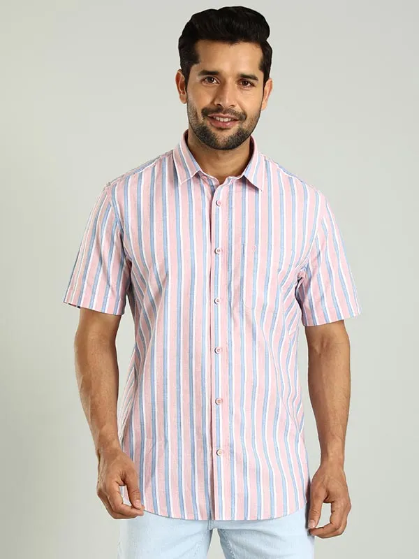 Men Striped Half Sleeve Cotton Shirt