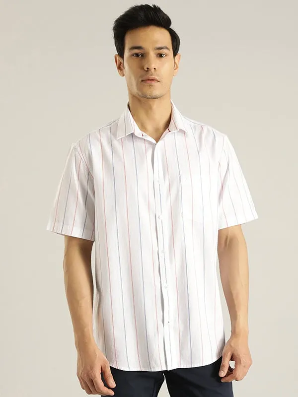 Men Striped Half Sleeve Cotton Shirt