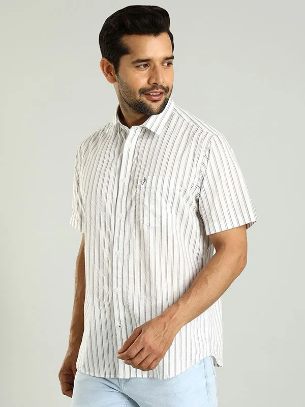 Men Striped Half Sleeve Cotton Shirt